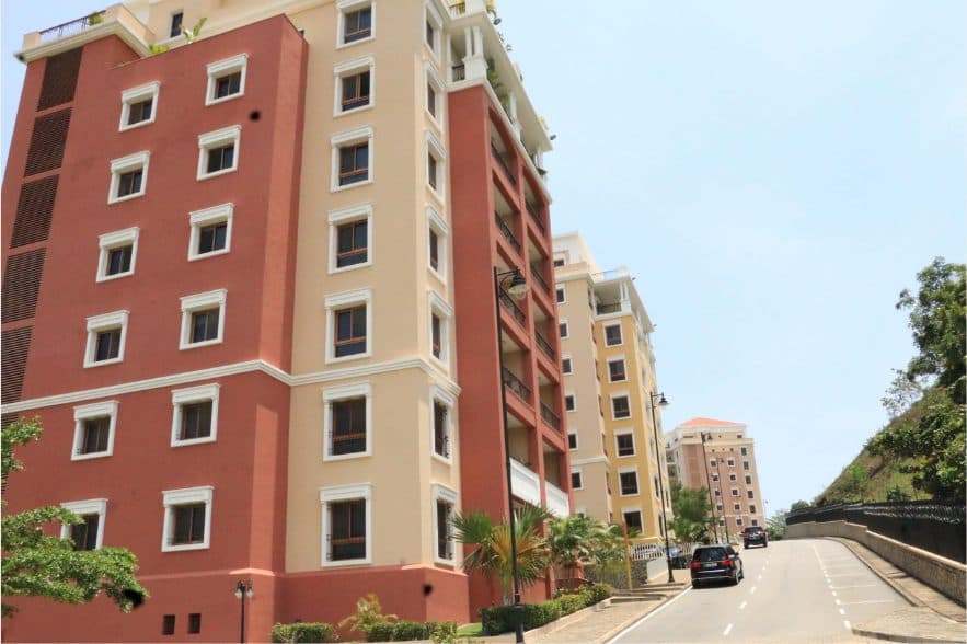 Street view of the apartment blocks