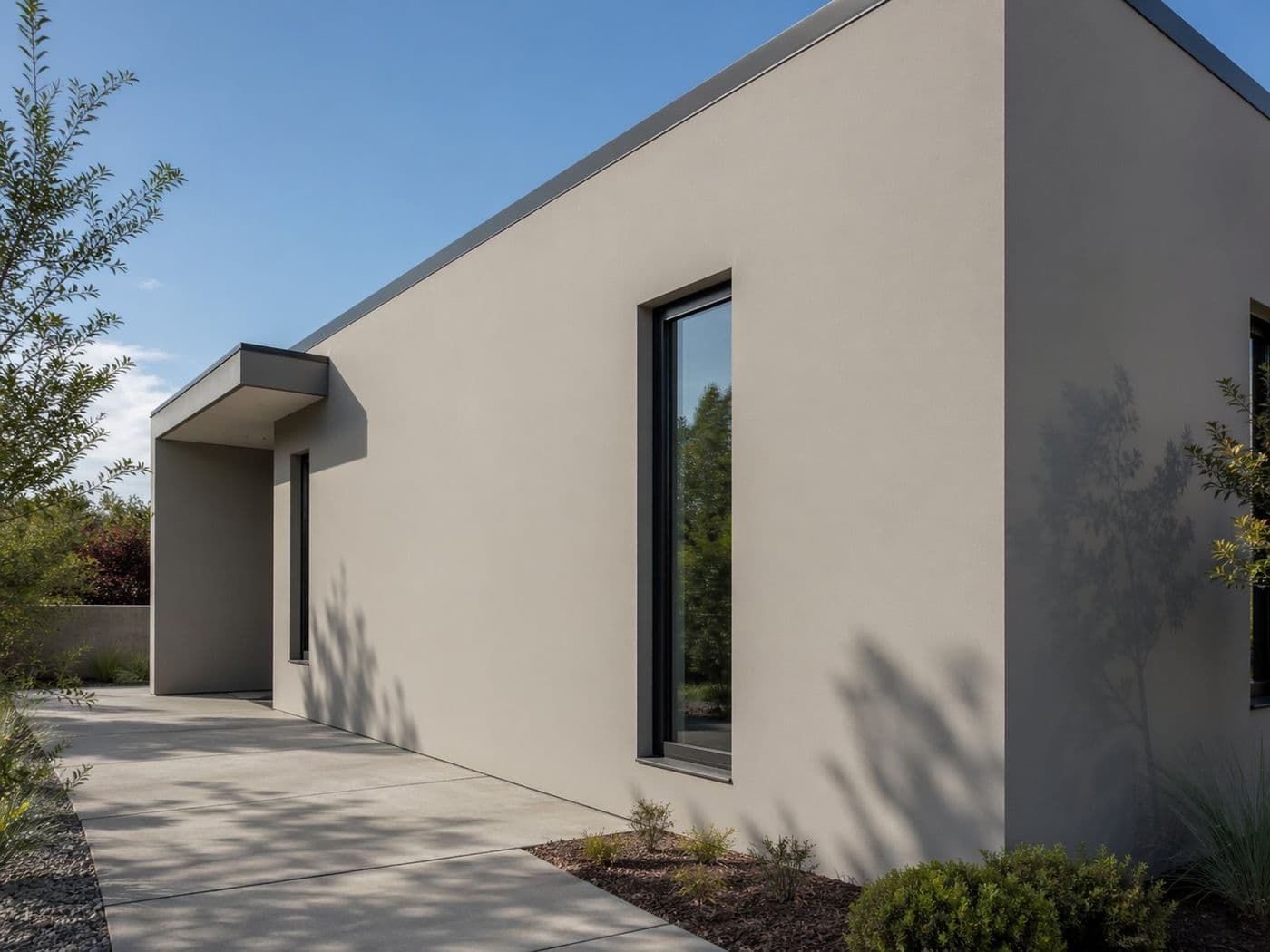 Weathershield rubberised coating on a facade